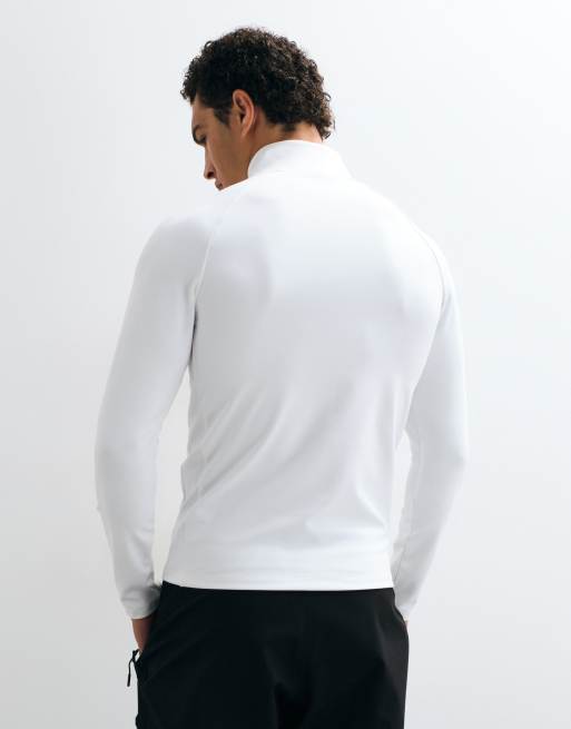 4505 Ski fleece base layer met lange mouwen en 1/4-rits in wit, 4 van 5