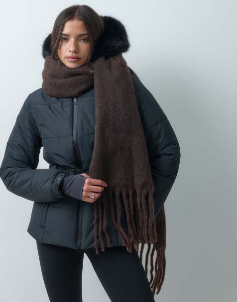 4505 Ski fluffy oversized scarf in chocolate - view 1