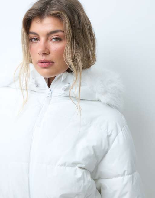 4505 Ski gesteppter, wasserabweisender Softshell-Skianzug mit taillierter Taille und Kapuze in Weiß, 4 von 4