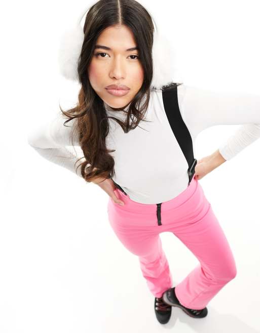 4505 Ski high waisted water repellent salopettes in pink ASOS