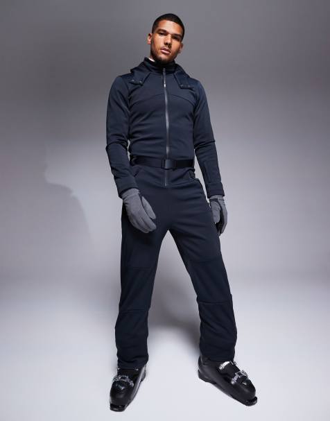 4505 Ski Icon water repellent insulated ski suit with hood and straight legs in black - view 1