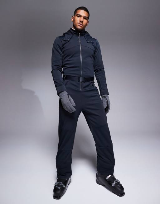 4505 Ski Icon water repellent insulated ski suit with hood and straight legs in black 