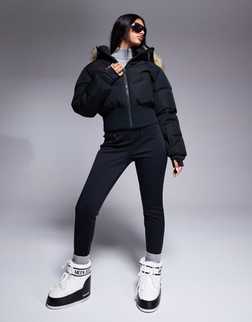 4505 – Ski – Isolierte cropped Ski-Bomberjacke in Schwarz mit