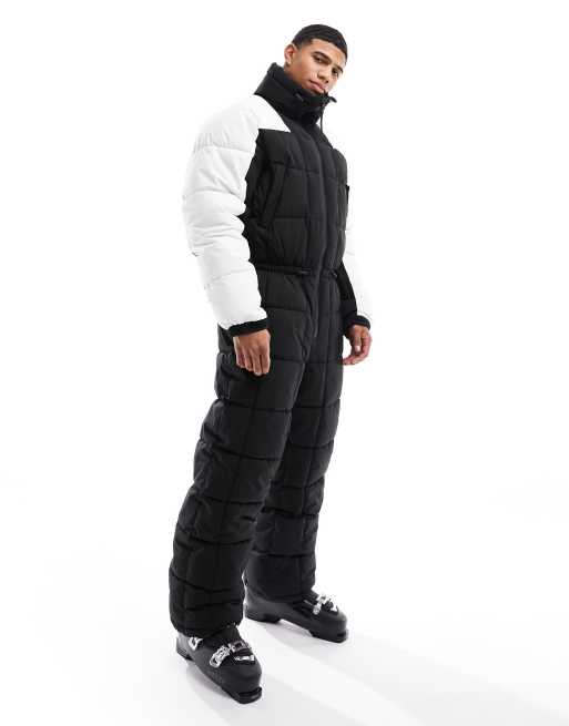 4505 – Ski – Isolierter, wasserabweisender Puffer-Skianzug in Schwarz und Weiß, 3 von 4