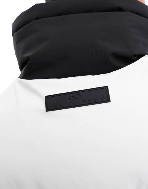 4505 – Ski – Isolierter, wasserabweisender Puffer-Skianzug in Schwarz und Weiß, 4 von 4