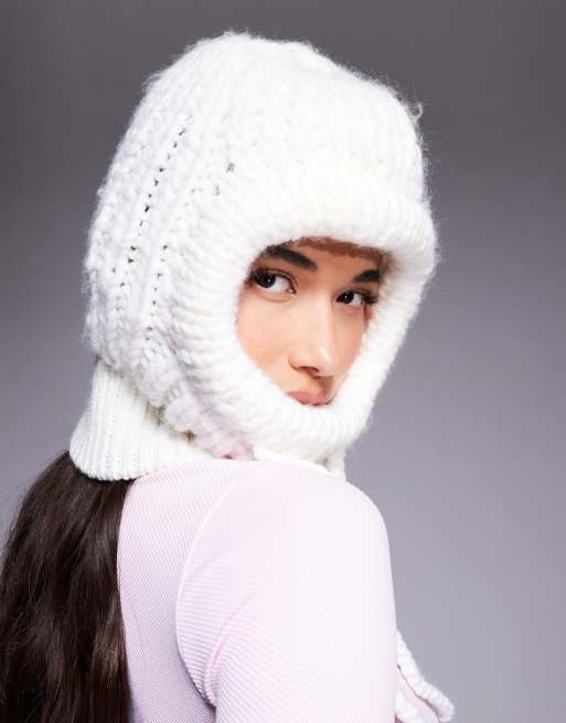 ASOS 4505 Ski knitted fluffy balaclava in cream