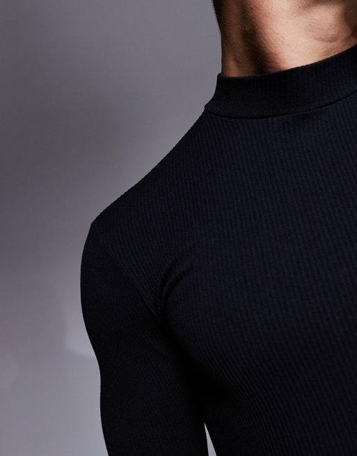 4505 – Ski – Nahtloses Thermo-Baselayer-Oberteil in Schwarz mit Stehkragen , 4 von 4