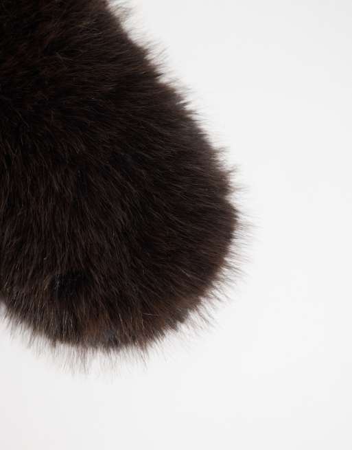 4505 Ski oversized handsker i imiteret pels, chokolade, 2 af 3