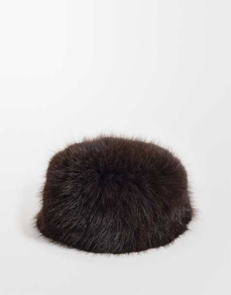 4505 Ski oversized hat i imiteret pels i chokoladebrun - view 1