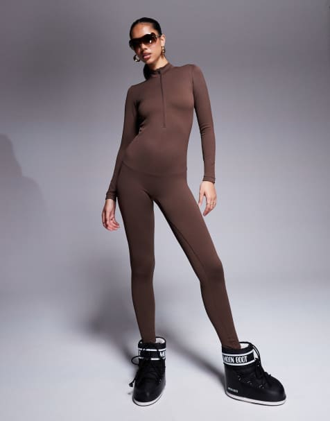 4505 Ski seamless thermal base layer all in one in brown  - view 1