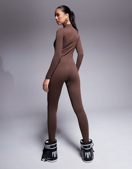 ASOS 4505 Ski seamless thermal base layer onesie in brown