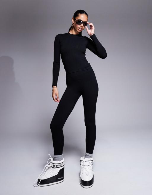 4505 Ski seamless thermal base layer leggings in black 