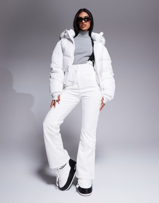 ASOS 4505 Ski soft shell water repellent kick flare ski pants in white