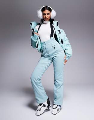 ASOS 4505 Ski & Snow 4505 Ski soft shell water repellent kick flare ski trousers in turquoise-Blue