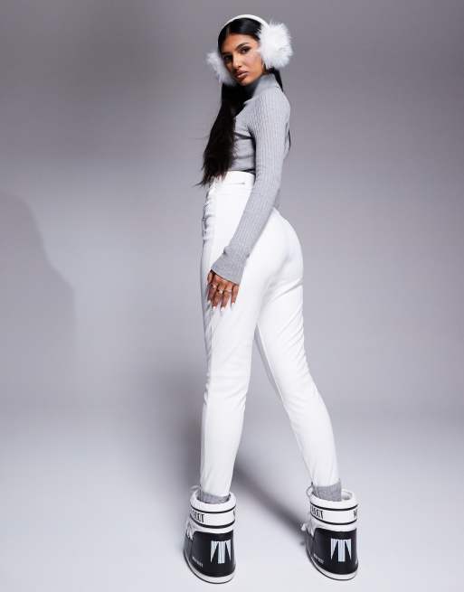 ASOS 4505 Ski soft shell water repellent skinny ski pants in white