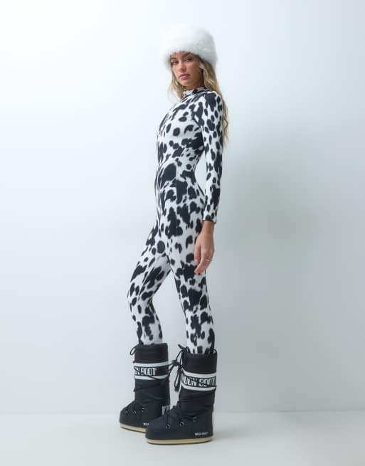 4505 Ski termisk baselayer med fleecebagside, langærmet heldragt i dalmatinerprint, 4 af 4