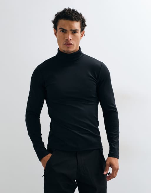 4505 Ski termisk fleece langærmet rullekrave baselayer i sort, 2 af 5