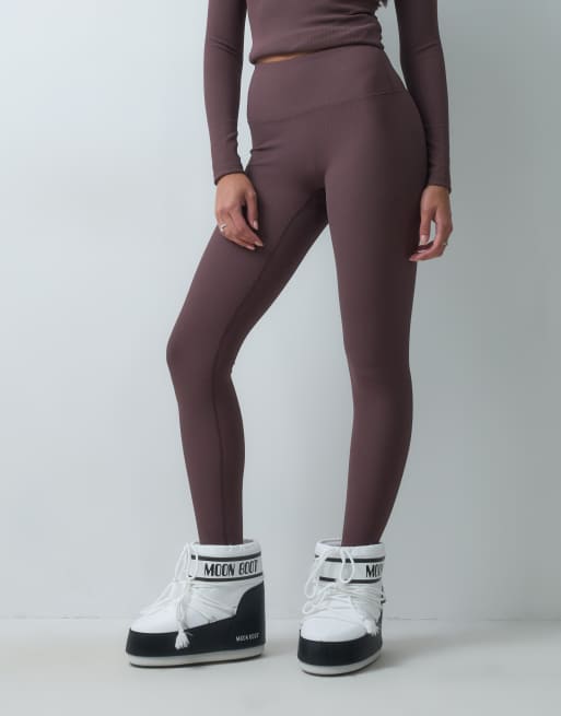 4505 ski termiske ribstrikkede leggings med fleecebagside til base layer i rosin, 2 af 5