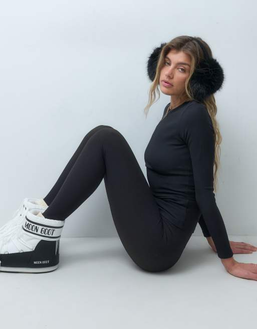 4505 Ski termobaselayer-leggings i ribstrik med fleecebagside i sort, 4 af 5