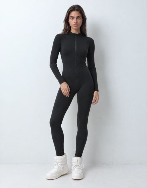 4505 Ski thermal fleece back base layer long sleeve unitard in black | ASOS
