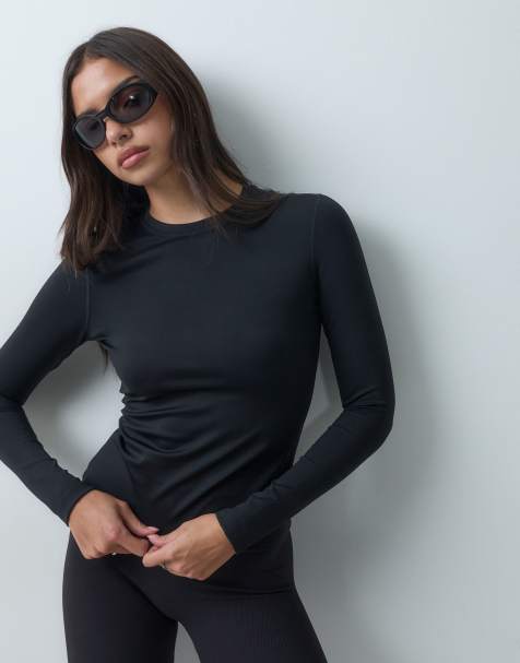 4505 Ski thermal fleece base layer long sleeve with mock neck in black - view 1