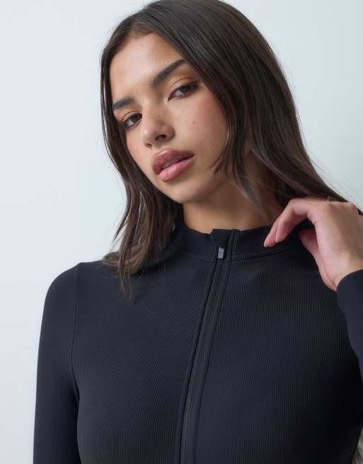 4505 Ski thermal ribbed fleece back base layer long sleeve unitard in black, 3 of 4