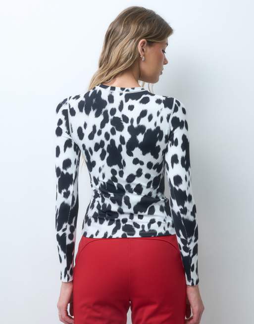 4505 Ski-Thermo-Fleece-Base-Layer, langärmlig, mit Rundhalsausschnitt und Dalmatiner-Print, 4 von 4