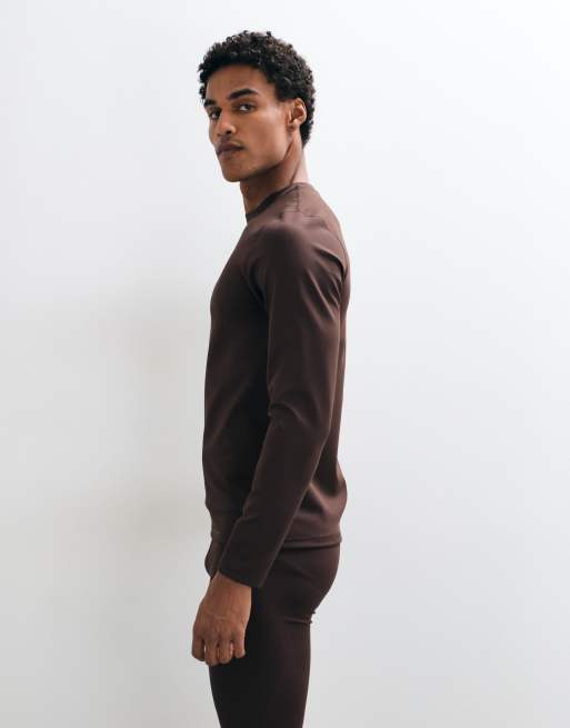 4505 Ski-Thermo-Fleece-Basisschicht mit langen Ärmeln in Braun, 4 von 5