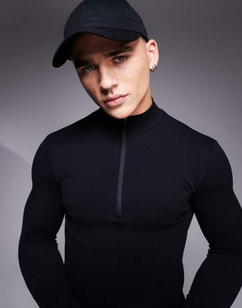 4505 - Ski - Top base layer termico senza cuciture nero con zip corta - view 1