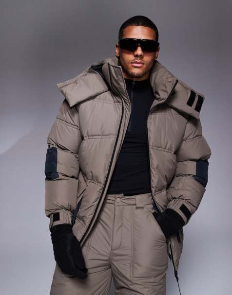 4505 Ski water repellent insulated puffer coat in black & clay  - view 1