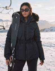 4505 Ski water repellent insulated ski jacket with belt in black