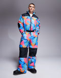 [ASOS] 4505 Ski water repellent insulated ski suit in retro 80s print-White XS Multi