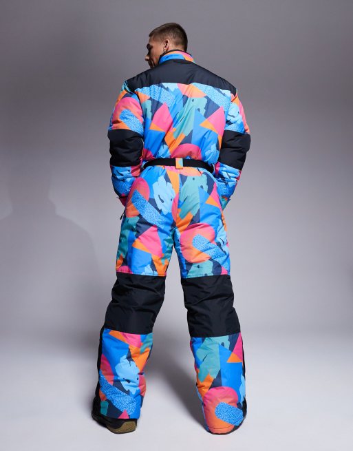 4505 Ski water repellent insulated ski suit in retro 80s print , 3 of 4
