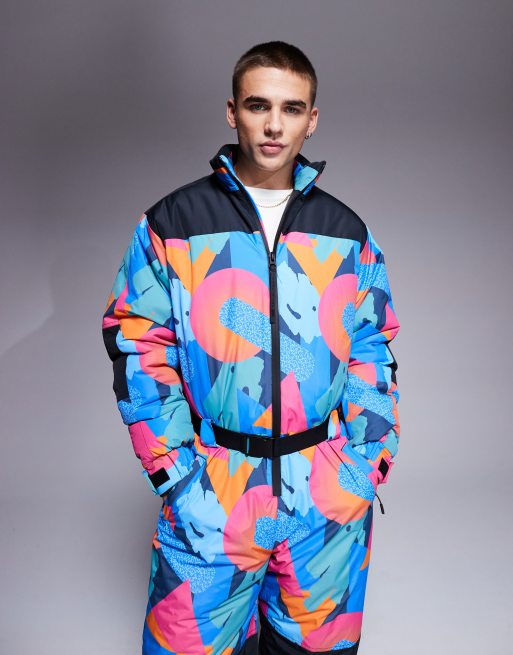 4505 Ski water repellent insulated ski suit in retro 80s print , 4 of 4