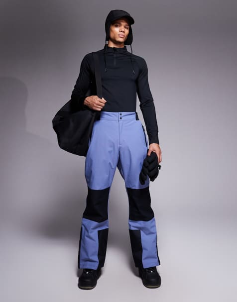 4505 Ski water repellent ski pants with straight leg in black and light blue - view 1