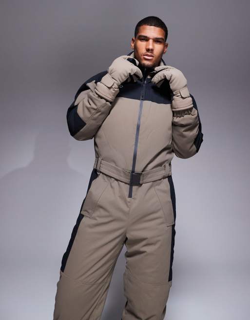 4505 Ski water repellent straight fit belted ski suit in black & clay , 4 of 5