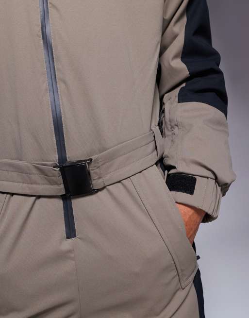 4505 Ski water repellent straight fit belted ski suit in black & clay , 5 of 5