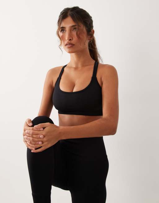 4505 - Skifergrå sømløs sports-BH med medium støtte og dobbelte stropper, 3 af 4