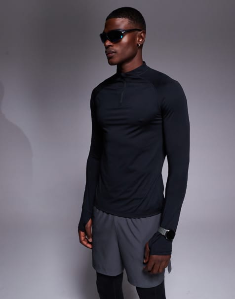 4505 slim fit 1/4 zip base layer long sleeve running top in black - view 1