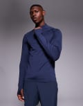 [ASOS] 4505 slim fit 1/4 zip base layer long sleeve running top in deep navy XL Deep Navy