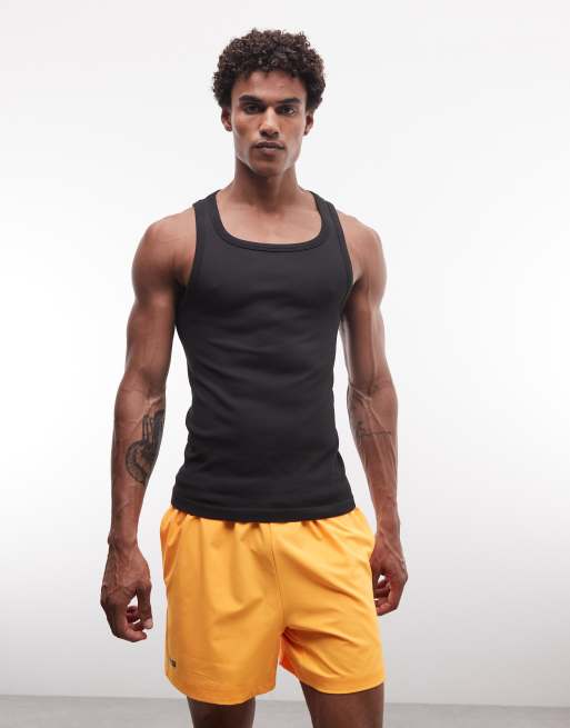4505 - Slim-fit geribbeld naadloos trainingshemdje met vierkante hals in zwart, 5 van 5