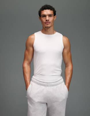 4505 Slim Fit Quick Dry Engineered Ribbed Training Tank In White