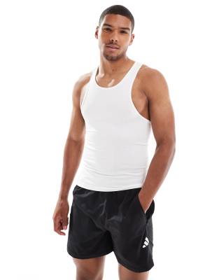 4505 slim fit seamless ribbed racer front tank top in white