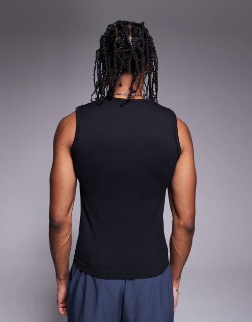 4505 slim fit seamless ribbed training tank in black