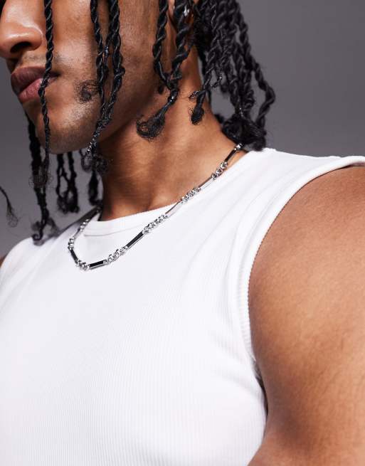 4505 slim fit seamless ribbed training tank top in white