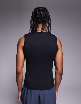 4505 Slim Fit Seamless Ribbed Training Tank Top In Black