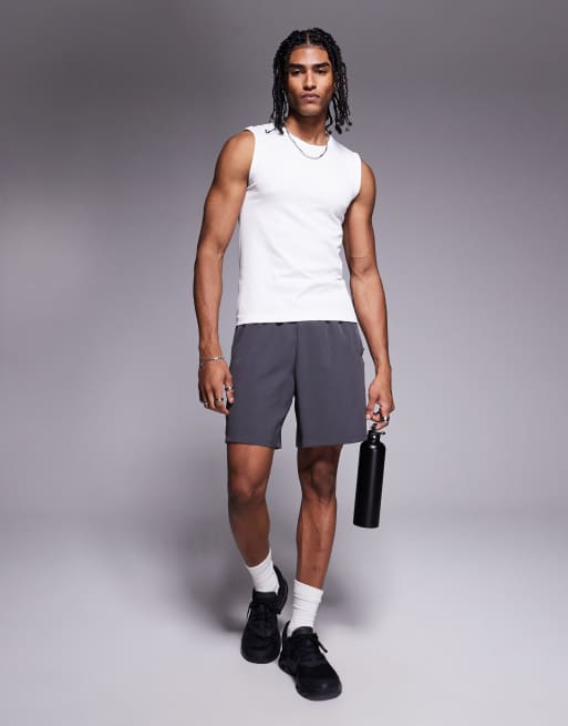 4505 slim fit seamless ribbed training tank top in white
