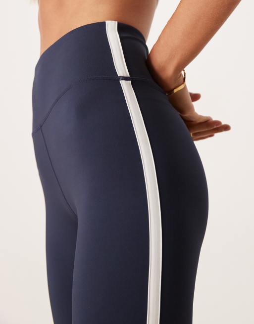 4505 slim kick contrast side piping leggings in deep navy , 2 of 5