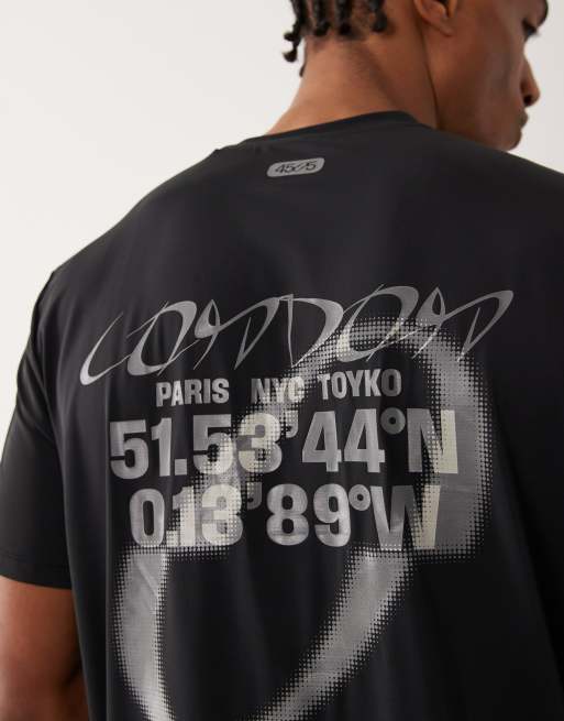 4505 - Sneldrogend hardloopshirt van nylon performance mesh met print op de achterkant in zwart , 5 van 5