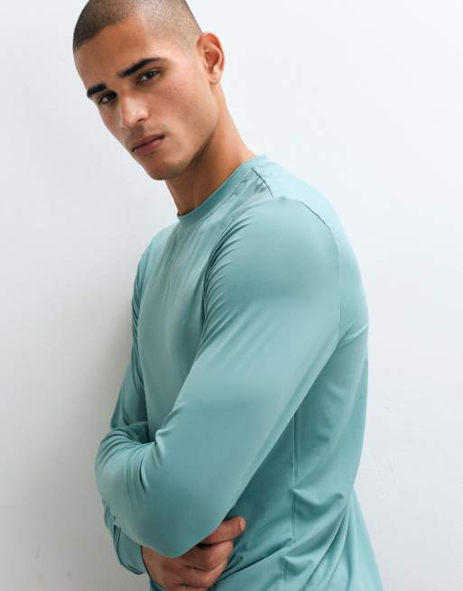 4505 sneldrogend mesh hardloop-T-shirt met lange mouwen en print op de achterkant in olieblauw, 3 van 5